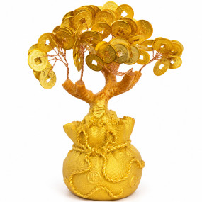 Golden Wealth Tree with Lucky Coins, Prosperity Money Tree Decorative Showpiece for Home & Office
