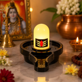 Water Activated LED Glowing Shivling Idol for Home Temple | Smart Sensor Auto Glow for Daily Puja