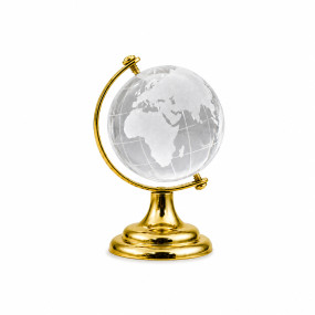 Crystal Glass Globe Showpiece Clear Glass Rotating World Map Earth For Home Decor