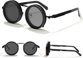 Premium Retro Round Sunglasses for Men & Women | Vintage Steampunk Rotating Lens Design