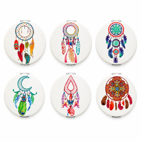 Compact Mirror for Purse Slim Double Sided Pocket Makeup Travel Mirror Women & Girls With 6 Designs