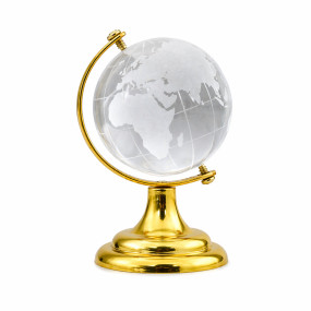 Crystal Glass Globe Showpiece Clear Glass Rotating World Map Earth For Home Decor