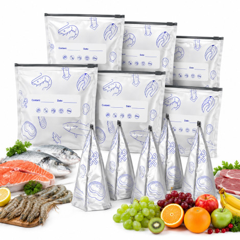 Reusable Aluminum Foil Bag with Slider Ziplock Food Grade For Maintain Fresh Vegetable, 10 Pcs