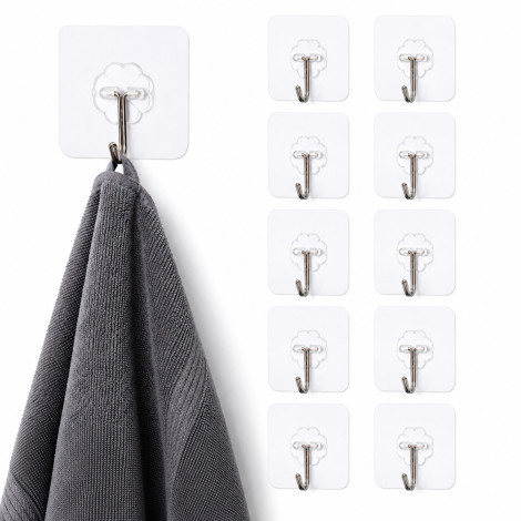 Self Adhesive Wall Hook for Kitchen & Bathroom Heavy Duty Transparent Flower Design Stick, 1 Pcs