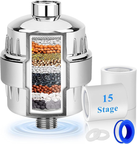 Shower Filter Head | 15 Stage Filtered Shower Head | High Pressure Hard Water Softener Showerhead