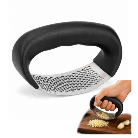 Stainless Steel Garlic Press Rocker, Garlic Crusher Tool with Comfortable Grip Handle for Kitchen