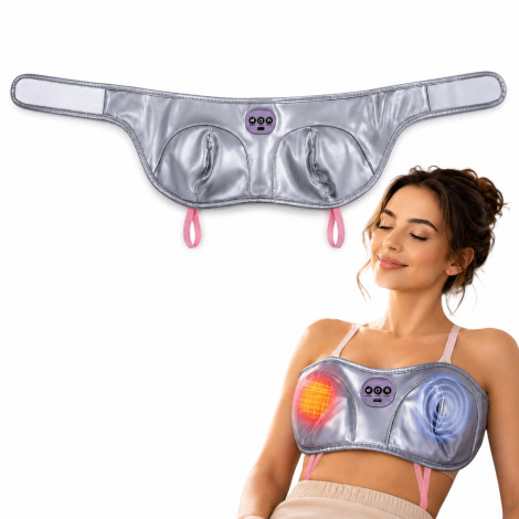 Breast Heating with Massage Function for Women, Rechargeable Warm Therapy Wrap With Adjustable Belt