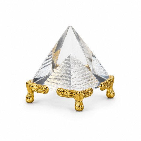 Crystal Pyramid for Home & Office Decor, 5 Cm Glass Pyramid with 2 Metallic Golden Stands For Decor