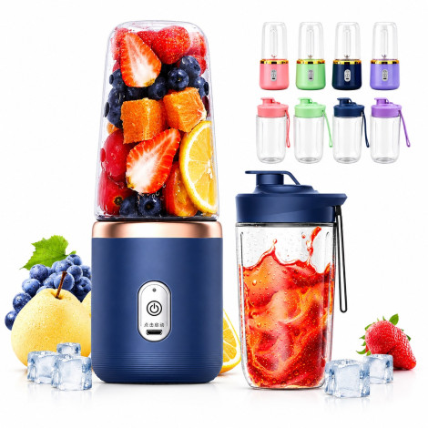 Portable Blender USB Rechargeable Smoothie Mini Personal Juicer 6 Blades  With 1500 Mah Battery