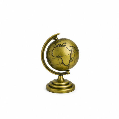 Vintage Antique Metal World Globe for Desk Decor 360° Rotating Metallic Earth Glob, Brass (No.1)