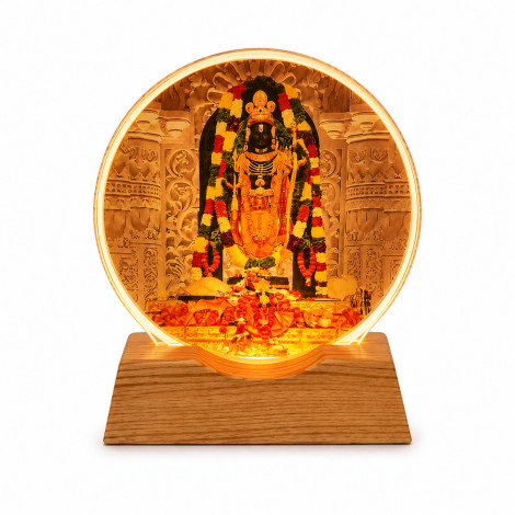 Lord Shree Ram 3D Acrylic Night Lamp with Wooden LED Base Warm White Light For Decor in Home Temple