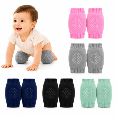 Baby Knee Pads for Crawling Anti Slip Soft Breathable Elastic Cotton Infant Knee Safe (Multicolour)
