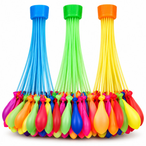 Quick Filling Magic Water Balloons 111 Pcs Pre-Tied Bunch with Universal Tap Connector (Multicolour)