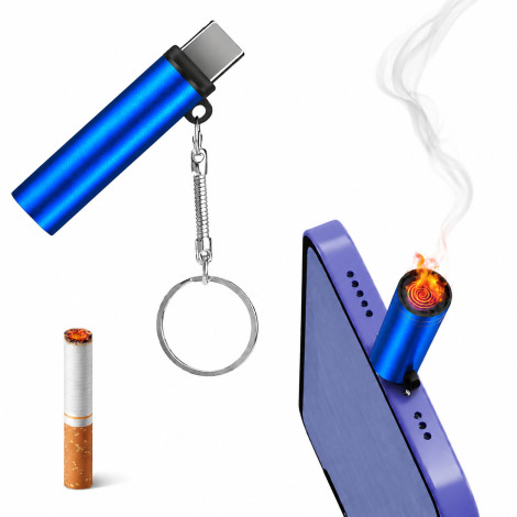 Portable Type-C Electric Lighter - Windproof Flameless Plasma Lighter with Keychain