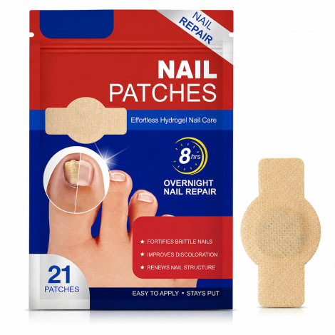 Nail Repair Patches - 8-Hour Overnight Hydrogel Nail Care for Damaged,Pack of 21