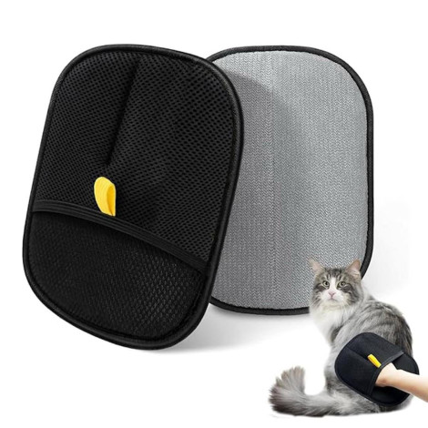 Dual-Sided Pet Grooming Glove. This Versatile Tool Features a Soft Massage Side to Collect Loose.
