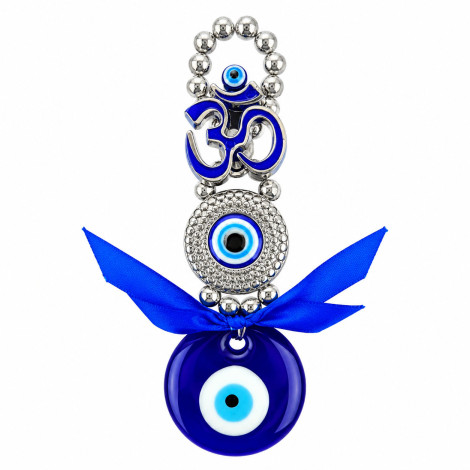 Sacred Om Evil Eye Hanging Charm for Car Rear View Mirror, Home Entrance & Office