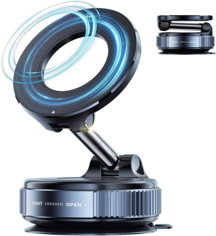 K007 Universal Magnetic Car Phone Mount Ultra-Strong Vacuum Suction Dashboard & Windshield Holder Ma