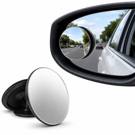 Car Blind Spot Mirror - 360° Adjustable Wide Angle HD Convex Glass Stick-On Rear View (Pack of 2)