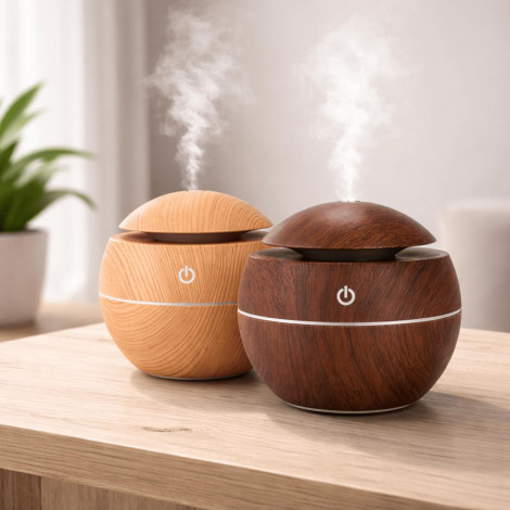 Premium Wood Grain Ultrasonic Aroma Diffuser & Cool Mist Humidifier for Home, Office, and Yoga