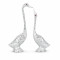 Silver Swan Pair Showpiece with Sparkling Crystals, Loving Swans Statue for Home, Living Room Decor