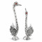 Silver Swan With Wings Pair Showpiece with Sparkling Crystals, Loving Swans Statue for Home Décor