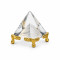 Crystal Pyramid for Home & Office Decor, 5 Cm Glass Pyramid with 2 Metallic Golden Stands For Decor