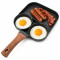 Non-Stick Divided Breakfast Burger Pan 3 Section, Reusable Omelette, Bacon Grilling & 2 Round Molds