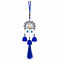 Turkish Evil Eye Fan Tail Peacock Wind Chime Hanging with 3 Metal Bells & Tassel Nazar Suraksha