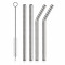 Reusable Stainless Steel Drinking Straws Set - 4 Pcs Metal Straws (2 Straight + 2 Bent + 1 Brush)