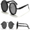 Premium Retro Round Sunglasses for Men & Women | Vintage Steampunk Rotating Lens Design