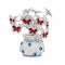 Silver Evil Eye Butterfly Tree with Red Crystal Stones Decor in Money Bag Base Decorative For Home