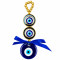 Evil Eye Hanging for Home Entrance, CarMirror, Office Decor Blue Glass Nazar Battu with Golden Beads