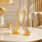 Gold Swan Pair Showpiece with Sparkling Crystals, Loving Swans Statue for Home, Living Room Decor