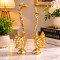 Gold Swan With Wings Pair Showpiece with Sparkling Crystals, Loving Swans Statue for Home Decor
