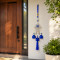 Turkish Evil Eye Hamsa Hand Wind Chime Hanging with 3 Metal Bells & Tassel Nazar Suraksha Feng Shui