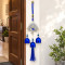 Turkish Evil Eye Silver Crown Peacock Wind Chime Hanging with 3 Metal Bells & Tassel Nazar Suraksha