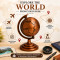 Vintage Antique Metal World Globe for Desk Decor 360° Rotating Metallic Earth Glob, Copper (No.2)