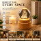 Maa Saraswati 3D Crystal Ball Night Lamp with Wooden Base K9 Crystal Glass 360° Rotating Glowing