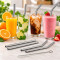 Reusable Stainless Steel Drinking Straws Set - 4 Pcs Metal Straws (2 Straight + 2 Bent + 1 Brush)