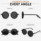Premium Retro Round Sunglasses for Men & Women | Vintage Steampunk Rotating Lens Design