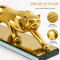 Golden Panther Statue with Strong Glass Base Premium Cheetah Figurine Home Decor for Living Room