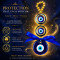 Evil Eye Hanging for Home Entrance, CarMirror, Office Decor Blue Glass Nazar Battu with Golden Beads