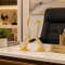 Gold Swan Pair Showpiece with Sparkling Crystals, Loving Swans Statue for Home, Living Room Decor
