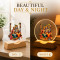 Radha - Krishna 3D Acrylic Night Lamp with Wooden LED Base Warm White Light For Decor in Home Temple