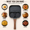 Non-Stick Divided Breakfast Burger Pan 3 Section, Reusable Omelette, Bacon Grilling & 2 Round Molds
