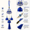 Turkish Evil Eye Wind Chime Wall Hanging with 3 Metal Bells & Tassel Nazar Suraksha Feng Shui