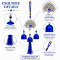 Turkish Evil Eye Silver Crown Peacock Wind Chime Hanging with 3 Metal Bells & Tassel Nazar Suraksha