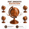 Vintage Antique Metal World Globe for Desk Decor 360° Rotating Metallic Earth Glob, Copper (No.1)