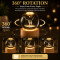 Deer 3D Crystal Ball Night Lamp with Wooden Base K9 Crystal Glass 360° Rotating Forest Deer Glowing